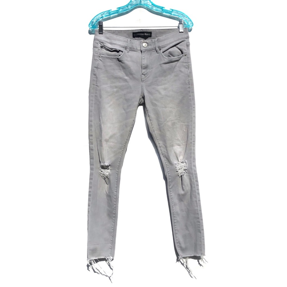 Express Supersoft Ankle Legging Distressed Gray Jeans Casual Denim Pants EUC 6R